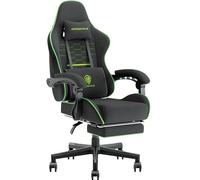 Dowinx Sedia Gaming, Sedia da Ufficio in Tessuto con Cuscino a Molle, Sedia Gamer Regolabile in Tessuto con Supporto per Testa, Sedia Ergonomica da Ufficio con Poggiapiedi, Noir et Gris