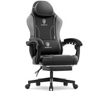 Dowinx - Sedia per il gaming, con cuscino, ergonomica, dotata di supporto lombare, in pelle sintetica PU, schienale largo, 150 kg, colore grigio