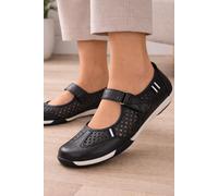 Down To Earth Scarpe Donna Mary Jane In Pelle Casual Con Chiusura Hook & Loop