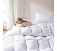 DOWNCOOL Down Alternative - Piumone trapuntato bianco leggero con linguette angolari per piumino, 224 x 239 cm