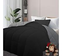 DOWNCOOL Inserto per piumino, taglia XL, per tutte le stagioni, in morbida microfibra leggera, con 4 passanti cuciti, lavabile in lavatrice, colore: nero/grigio