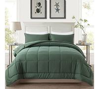 DOWNCOOL Set di biancheria da letto con piumone e 2 federe, per tutte le stagioni, 3 pezzi, per letto queen size, 223,5 x 228,6 cm, colore: verde salvia