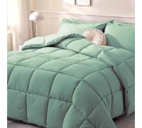 DOWNCOOL Trapunta per letto queen size, inserto per piumino, verde salvia, per tutte le stagioni, piumino leggero, alternativo in piuma, con linguette angolari (verde salvia, queen size, 223 x 239 cm)