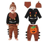 DOWNDRIFT Pigiama a zucca per Halloween, costume da zucca per bambini, unisex, una taglia, Orange, Halloween Pumpkin
