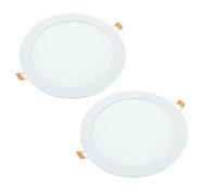 JANDEI - 2 Faretti Led da Incasso, 18W, 1440 Lumen, Forma Rotonda, Foro Incasso Ø 200- Ø 205 mm, Extra Piatto 13 mm di Profondità, Bianco Bianco Caldo 3000K, Trasformatori Inclusi