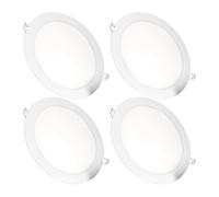 JANDEI - Confezione da 4 faretti LED da incasso rotondi, 18W, 1500 lumen, extrapiatti 13 mm, foro di montaggio Ø200-205 mm, bianco neutro 4200K con trasformatori inclusi