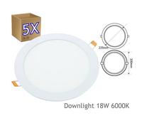 Downlight LED JANDEI 18W 6000K alluminio bianco set 5 pezzi