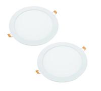 JANDEI - 2 Faretti Led da Incasso, 18W, 1440 Lumen, Forma Rotonda, Foro Incasso Ø 200- Ø 205 mm, Extra Piatto 13 mm di Profondità, Bianco Bianco Neutro 4200K, Trasformatori Inclusi