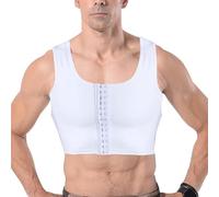 DownLTL Corsetto a compressione piatto da uomo Chest Binder Flat Cacher Ginecomastia Compressione dimagrante Canotta da allenamento, bianco, M