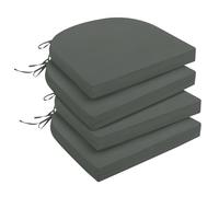 downluxe Cuscini per sedia da esterno, impermeabili, rotondi, in memory foam, con lacci, per giardino, patio, funiture, 43,2 x 40,6 x 5,1 cm, grigio scuro, confezione da 4