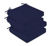 downluxe Cuscini per sedie da esterno per mobili da patio, impermeabili, quadrati, in memory foam, con lacci regolabili e maniglia portatile, 48,3 x 48,3 x 7,6 cm, blu navy, confezione da 4