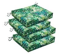 downluxe Cuscino angolare quadrato impermeabile per esterni e interni, per patio, giardino, funiture, 47 x 40,6 x 7,6 cm, foglie di palma, confezione da 4