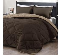 downluxe Set copripiumino king size, marrone e marrone chiaro, morbido set di biancheria da letto per tutte le stagioni, 3 pezzi, 1 piumino (264 x 233 cm) e 2 federe (50,8 x 91,4 cm)