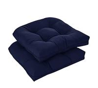 downluxe Set di 2 cuscini per sedie da esterno, per mobili da patio, impermeabili, trapuntati, imbottiti, cuscini per mobili da giardino, in memory foam, 48,3 x 48,3 x 12,7 cm, blu navy
