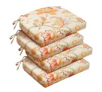 downluxe - Set di 4 cuscini per interni ed esterni, impermeabili, rotondi, motivo floreale, 43,2 x 40,6 x 5,1 cm, colore: Rosso