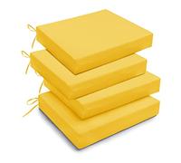 downluxe - Set di 4 cuscini per sedia da esterni, impermeabili, quadrati, in memory foam, con laccetti, per giardino, terrazza, 47 x 40,6 x 7,6 cm, colore: Giallo