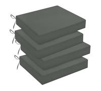downluxe Set di 4 cuscini per sedie da esterni, per mobili da patio, impermeabili, quadrati, angolari, con lacci, in memory foam, 47 x 40,6 x 7,6 cm, grigio scuro