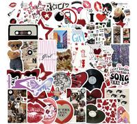 Downtown Girl Y2k, adesivi da 50 pezzi, Downtown Red per computer portatile, bottiglia d'acqua, paraurti, bagagli, skateboard, vinile impermeabile