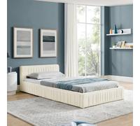 dowowdo 90 x 200 cm, letto singolo per bambini, letto di sicurezza basso con morbido rivestimento pieghevole in ciniglia, delicato sulla pelle e facile da pulire, beige, senza materasso