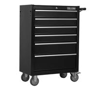 dowowdo Carrello industriale da officina, 61,5 cm, 7 cassetti, portata: 160 kg, con cuscinetti a sfera, chiusura centralizzata, per officina/garage, colore nero