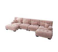 dowowdo Divano angolare modulare 4 posti a forma di U Cloud Divano con 2 ottomani rosa, ampio paesaggio in ciniglia, accogliente e moderno