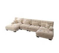 dowowdo Divano angolare modulare a 4 posti, a forma di U, con 2 ottomani di colore marrone chiaro, comoda forma a U, paesaggio abitativo in ciniglia, con 2 ottomani, ambiente di lusso