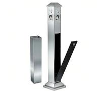 DowPie Posacenere Commerciale per Esterni, Contenitore per Sigarette in Piedi, Design Verticale in Acciaio Inossidabile, Ingresso su 4 Lati e Canna Interna Rimovibile per parchi e ristoranti Silver