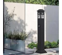 DowPie Posacenere per Sigarette da Esterno, posacenere in Metallo con Supporto - Contenitore per rifiuti Verticale da 1,2 m, Apertura su 4 Lati e Protezione Antipioggia per Hotel e patii Black