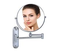 DOWRY Specchio Cosmetico da Parete,Specchio Estensibile da Bagno,Specchio Ingranditore 10x/1x,Rotazione a 360° Bifacciale Specchio,Specchio da Barba,Argento,Diametro 20 cm