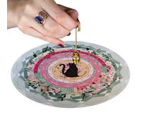 Dowsing Divination - Tappetino a pendolo per divinazione - Blocco notizie metafisico | Dowsing Divination Mousepad 8,5 pollici, forma rotonda, gatto nero