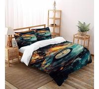 DOXLITVT Disco in vinile cosmico Set Di Biancheria Da Letto Per 3 Pezzi Con Stampa 3D Theme Incluso Copripiumino Con 2 Federe in Microfibra Morbida E Leggera Double（200x200cm）
