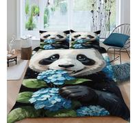 DOXLITVT Fiore Panda Set Copripiumino 3 Pezzi Con Stampa 3D Temi animali Fauna selvatica Incluso Copripiumino Con 2 Federe Con Federe in Microfibra Ultra Morbida King（220x240cm）