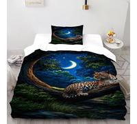 DOXLITVT leopardo luna Set Copripiumino 2 Pezzi Con Stampa 3D Animal Themes Wildlife Incluso Copripiumino Con 1 Federe Con Federe in Microfibra Ultra Morbida Single（135x200cm）