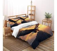 DOXLITVT Montagna aquila Set Copripiumino 3 Pezzi Con Stampa 3D Temi animali Fauna selvatica Copripiumino Con 2 Federe Con Federe in Microfibra Ultra Morbida Super King（260x220cm）
