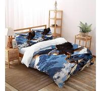 DOXLITVT Montagna aquila Set Copripiumino 3 Pezzi Con Stampa 3D Temi animali Fauna selvatica Copripiumino Con 2 Federe Con Federe in Microfibra Ultra Morbida Double（200x200cm）