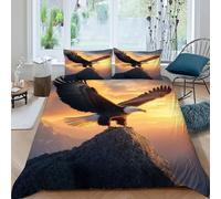 DOXLITVT Montagna aquila Set Di Biancheria Da Letto 3 Pezzi Con Stampa 3D Temi animali Fauna selvatica Copripiumino Con 2 Federe in Microfibra Morbida E Leggera King（220x240cm）