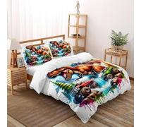 DOXLITVT Mostro Dinosauroo Set Di Biancheria Da Letto Per 3 Pezzi Con Stampa 3D Animal Theme Copripiumino Con 2 Federe in Microfibra Morbida E Leggera Super King（260x220cm）