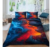 DOXLITVT Sostanza blu lava Set Copripiumino 3 Pezzi Con Stampa 3D Temi gotici Copripiumino Con 2 Federe Con Federe in Microfibra Ultra Morbida King（220x240cm）