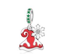 Doyafer 925 Argento Pendente Cappello Di Natale Fiocco Di Neve Due In Uno Braccialetti Pendenti Per Le Donne Incanti Regali Di Compleanno Per Gli Amici Della Famiglia