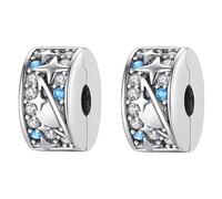 Doyafer 925 Sterling Silver Charms Clips Set Star System Solar Bead Clip Fit Bracciali Donne 2 Per Pacchetto
