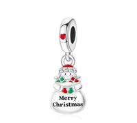 Doyafer Christmas Snowman Pendant 925 Sterling Silver Bead Bracciali Per Le Donne Charms Regali Di Compleanno Per Gli Amici Della Famiglia