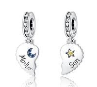 Doyafer Deep Madre Figlio Relazione 2 Per Pacchetto 925 Sterling Silver Charms Adatto Per Charm Collane Bracciale Gioielli Di Compleanno Regalo Per La Famiglia