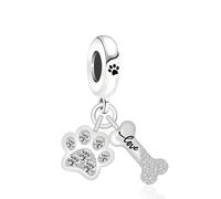 Doyafer Pet Footprint Bone 2-In-1 Pendente 925 Sterling Silver Charm Fit Donna Collana Pendente Regalo Di Gioielli Di Compleanno