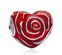 Doyafer Red Rose Love Charm 925 Sterling Silver Charm Fit Women'S Bracciale Collana Pendente Regalo Di Gioielli Per Famiglia E Amici
