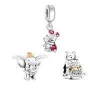Doyafer Set di Charm in Argento 925 con Ciondolo a Forma di Elefante e Orso - Perline per Braccialetto e Collana da Donna - Regalo di Compleanno per Amici