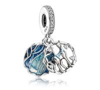 Doyafer - Set di ciondoli in argento sterling 925 per braccialetti Pandora, con perline e bracciali e collane compatibili con la famiglia e gli amici, taglia unica, Argento sterling, Zirconia cubica