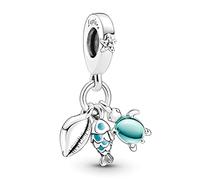 Doyafer Shell Blue Fish Turtle Charms Three in One Pendant 925 Sterling Silver Charms Fit Women's Bracelet Bead Pendant Regali per donne