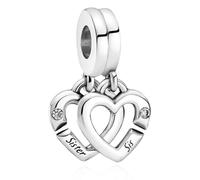 Doyafer Sorelle Cuore Due Pezzi Ciondolo 925 Argento Ciondolo Adatto Donna Collana Braccialetto Gioielli Regalo Di Compleanno Per La Famiglia