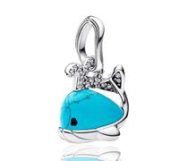 Doyafer Turquoise Blue Whale Charms Pendant 925 Sterling Silver Charm Compatibile con Bracciale da donna Collana Pendente Regali di compleanno per gli amici della famiglia