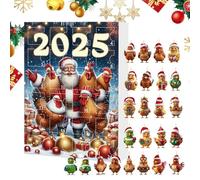 doyandader Addobbi Natalizi a Forma di Gallina, Pendenti Appendibili Animali In Acrilico 2D Con Charm, Conteggio Alla Rovescia 2025 24-Giorni, Decorazione Appendibile Per Albero Di Natale Specchietto